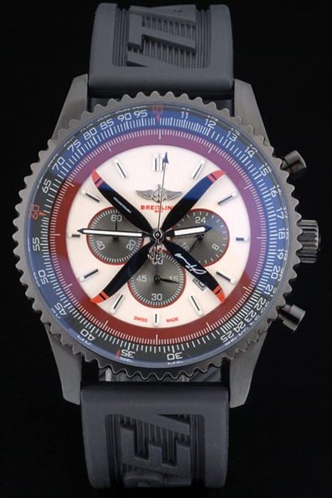 Breitling certifié Svart Gummiband Beige Dial Chronograph 80.183